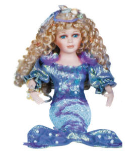 16'' Mermaid, sitting, blue